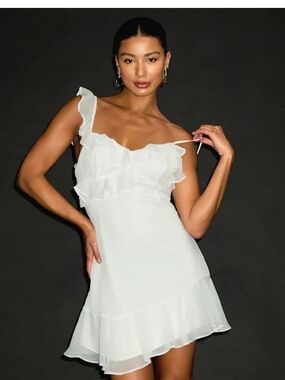 White Ruffle One-Shoulder Mini Dress